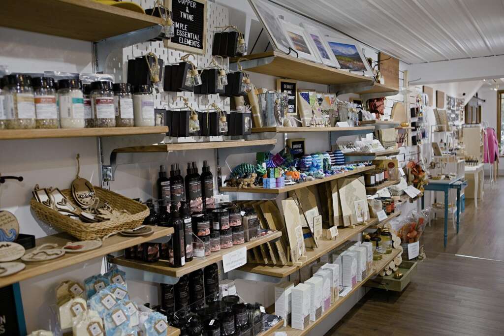 Shelves of locally made products